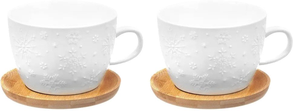 

Набор кружек Elan Gallery Снежинки 540570 (2 шт, с подставкой)