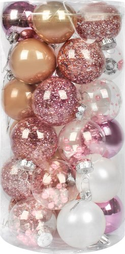 Елочная игрушка Miland Праздник в розовых оттенках НУ-4210 (30шт, 6см)