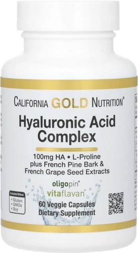 Витамины, минералы California Gold Nutrition Комплекс с гиалуроновой кислотой (60 растит. капсул)