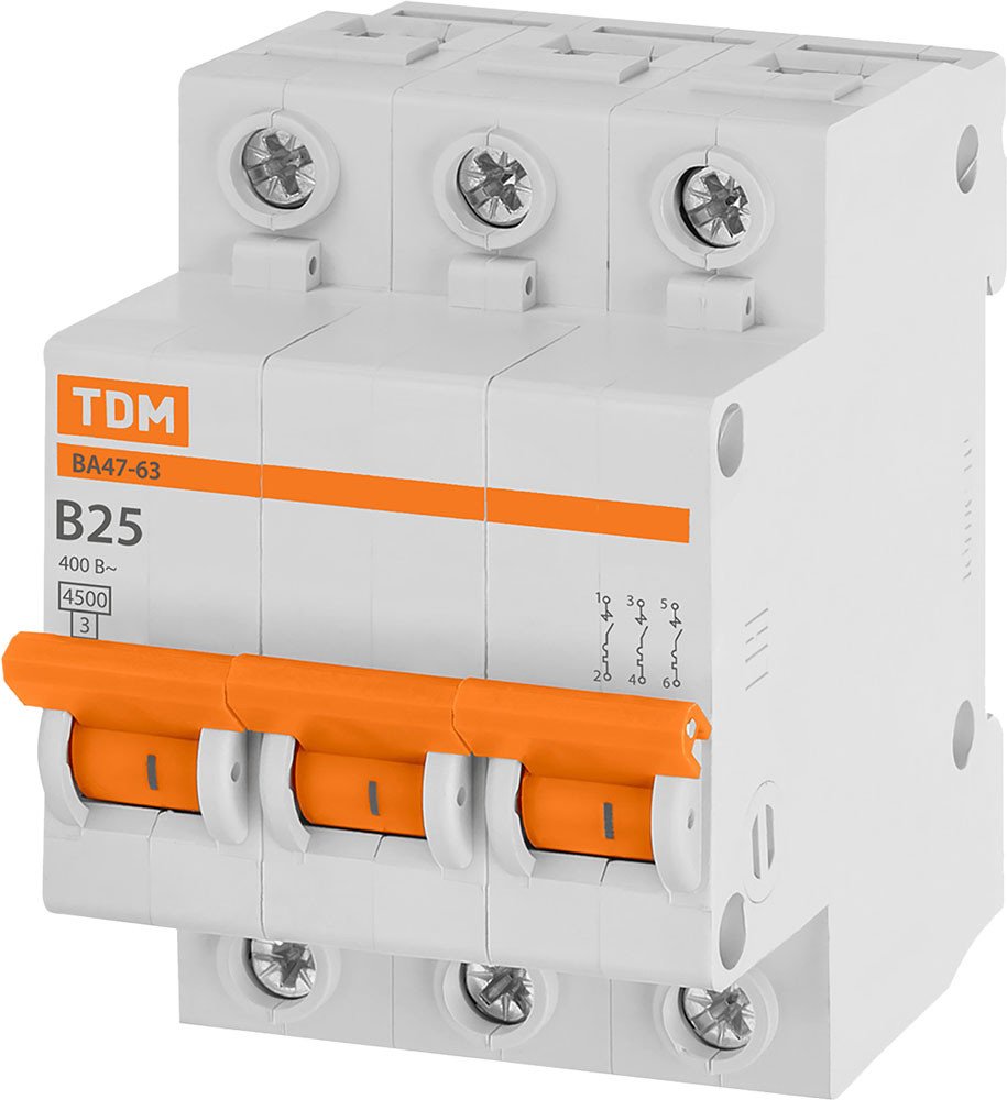

Выключатель автоматический TDM Electric ВА47-63 3Р 25А SQ0218-0057