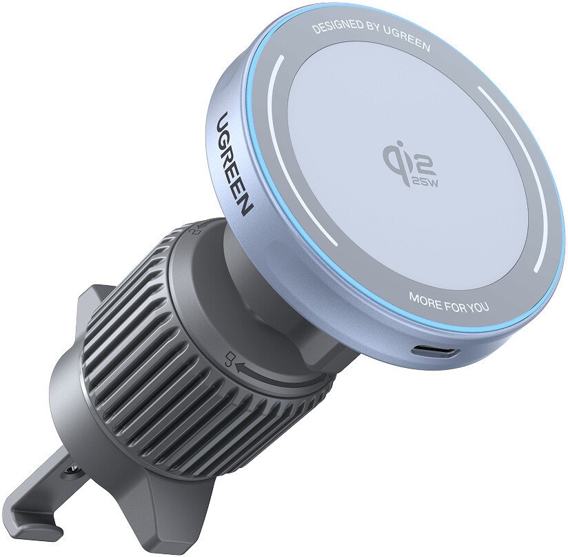 Держатель для смартфона Ugreen W758 MagFlow Magnetic Wireless Car Charger 25W (серебристо-голубой)