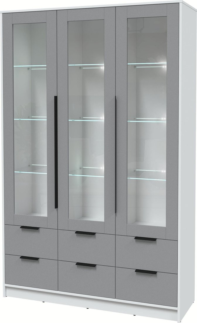 

Шкаф-витрина Интерлиния Концепт КТ-ШВ3 с подсветкой (серебро/белый платинум)