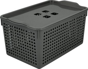 Корзина Мультидом Лофт 644 108 (серый, с крышкой)