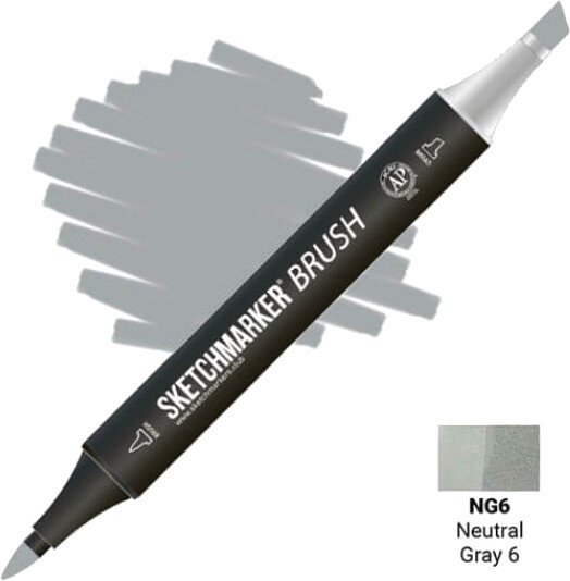 

Маркер художественный Sketchmarker Brush Двусторонний NG6 SMB-NG6 (нейтральный серый 6)