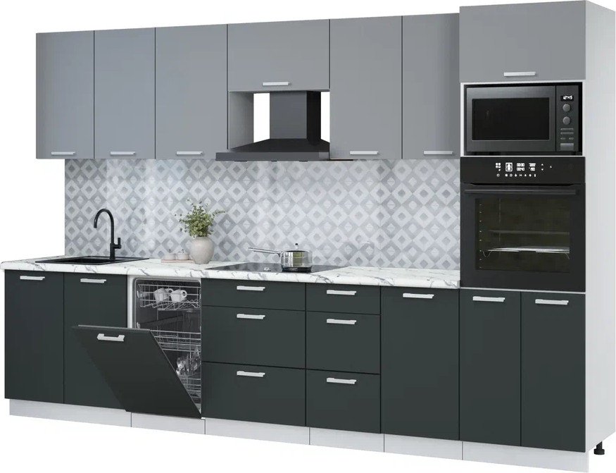 

Готовая кухня Интерлиния Мила Лайт 3.25-ПМ3 (серебро/антрацит/белый гранит)