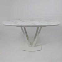 Кухонный стол Listvig Merlin 110-150х75 (МДФ+HPL-пластик белый Monte Belo/белый)