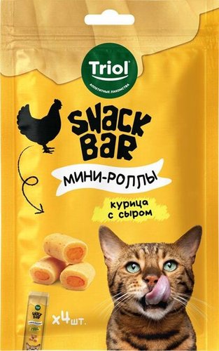 Лакомство для кошек Triol Snack Bar Мини-роллы с начинкой из курицы с сыром (30 г)