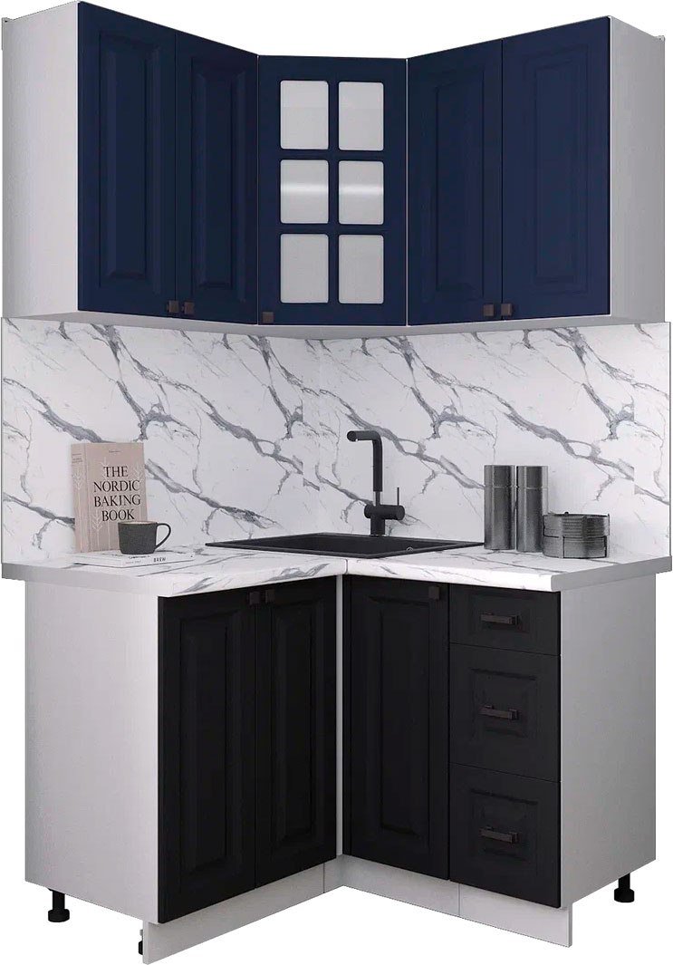 

Готовая кухня Интерлиния Мила Деко 1.2x1.2 (черный/индиго/белый гранит)