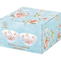 Набор салатников Elan Gallery Яблоневый цвет на голубом New Bone China 420785