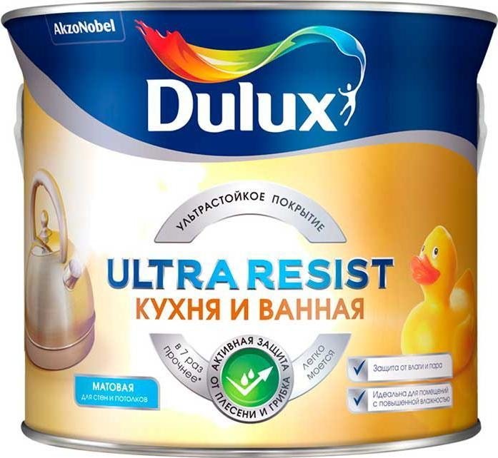 

Краска Dulux Ultra Resist для кухни и ванной BW 2.5л (белый матовый)