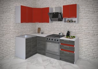 Готовая кухня ИволандТрейд Красная 150 см угловая