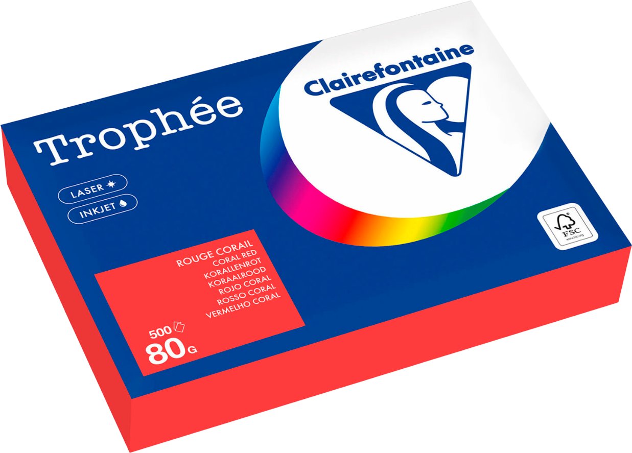 

Офисная бумага Clairefontaine А4 80г/м2 8175PC (500л, коралловый красный)