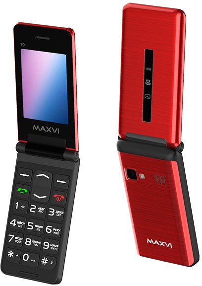 

Кнопочный телефон Maxvi E9 (красный)