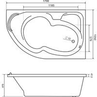 Ванна Lauter Geneva 170x105 2103170R (с ножками, лицевым экраном и сифоном 21Y32001 матовый черный)
