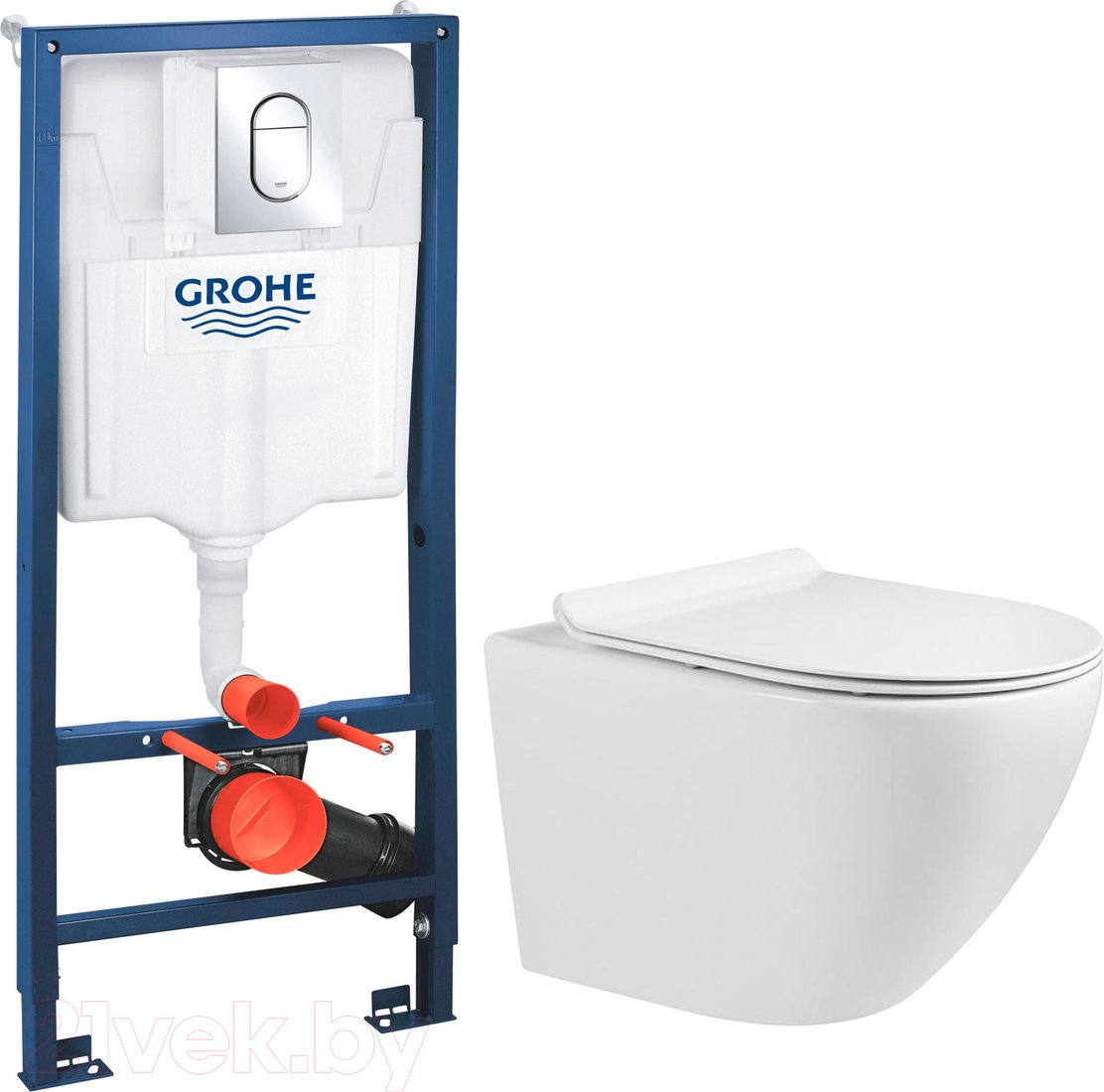 

Унитаз подвесной Grado GD-W203T + GROHE Rapid SL 39504000 (с кнопкой смыва)