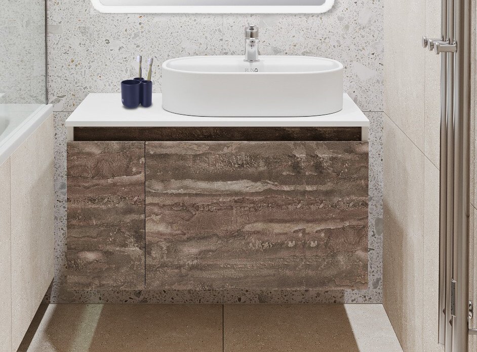 

Runo Тумба под умывальник Бари 80 (подвесная, железный камень)