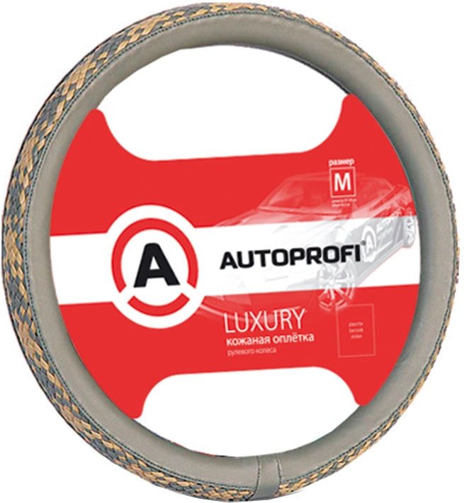 

Оплетка на руль Autoprofi AP-810 D.GY/GY,BE (M) (серый/бежевый)