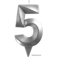 Свеча для торта Мультидом Грань Цифра 5 МС5-25 (хром)