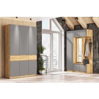 Стенка NN мебель МС Авиньон К Серия 2 (дуб крафт золотой/графит серый, с зеркалом) в Солигорске