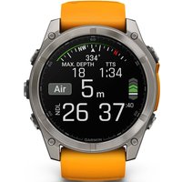 Умные часы Garmin Fenix 8 Sapphire 51мм (титановый, оранжевый силиконовый ремешок)