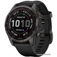 Умные часы Garmin Fenix 7S Sapphire Solar (серый карбон/черный)