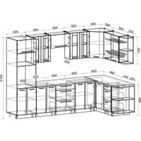 Готовая кухня Интерлиния Мила Пластик 1.68x3.0 PR (туманный глянец/черный глянец/дуб бунратти)
