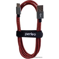 Кабель Perfeo USB Type-A - USB Type-C U4901 (1 м, черно-красный)