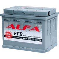 Автомобильный аккумулятор ALFA EFB 66 R+ (66 А·ч) + Бесплатная диагностика подвески или -30% на замену масла