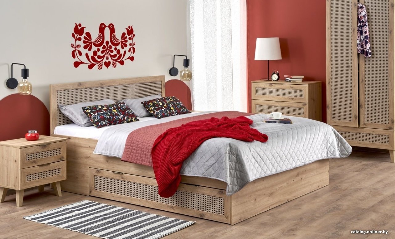 Кровать Halmar Borneo 160x200 (дуб артизан/черный)