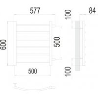 Полотенцесушитель TERMINUS Классик П6 500x600 (боковое подключение 50, хром)