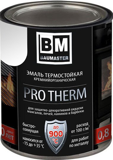 Эмаль Baumaster Термостойкая до 600С (0.8 кг, графитовый)