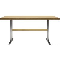 Кухонный стол Buro7 Двутавр 150 (классика, дуб натуральный/серебро)