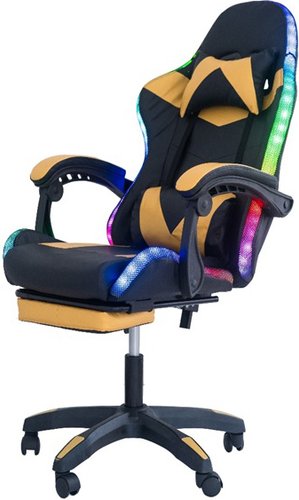 Игровое (геймерское) кресло AR GAMING AR 005 (с LED подсветкой, черный/желтый)