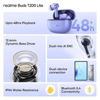 Наушники Realme Buds T200 Lite (сиреневый)