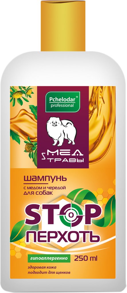 

Шампунь Pchelodar Мед и травы Stop перхоть с медом и чередой для собак (250 мл)