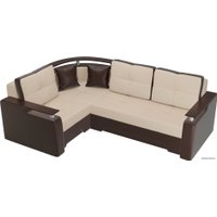 Угловой диван Лига диванов Комфорт 27926 (левый, экокожа, бежевый/коричневый)