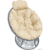 Кресло M-Group Папасан мини 12070301 (серый ротанг/бежевая подушка)