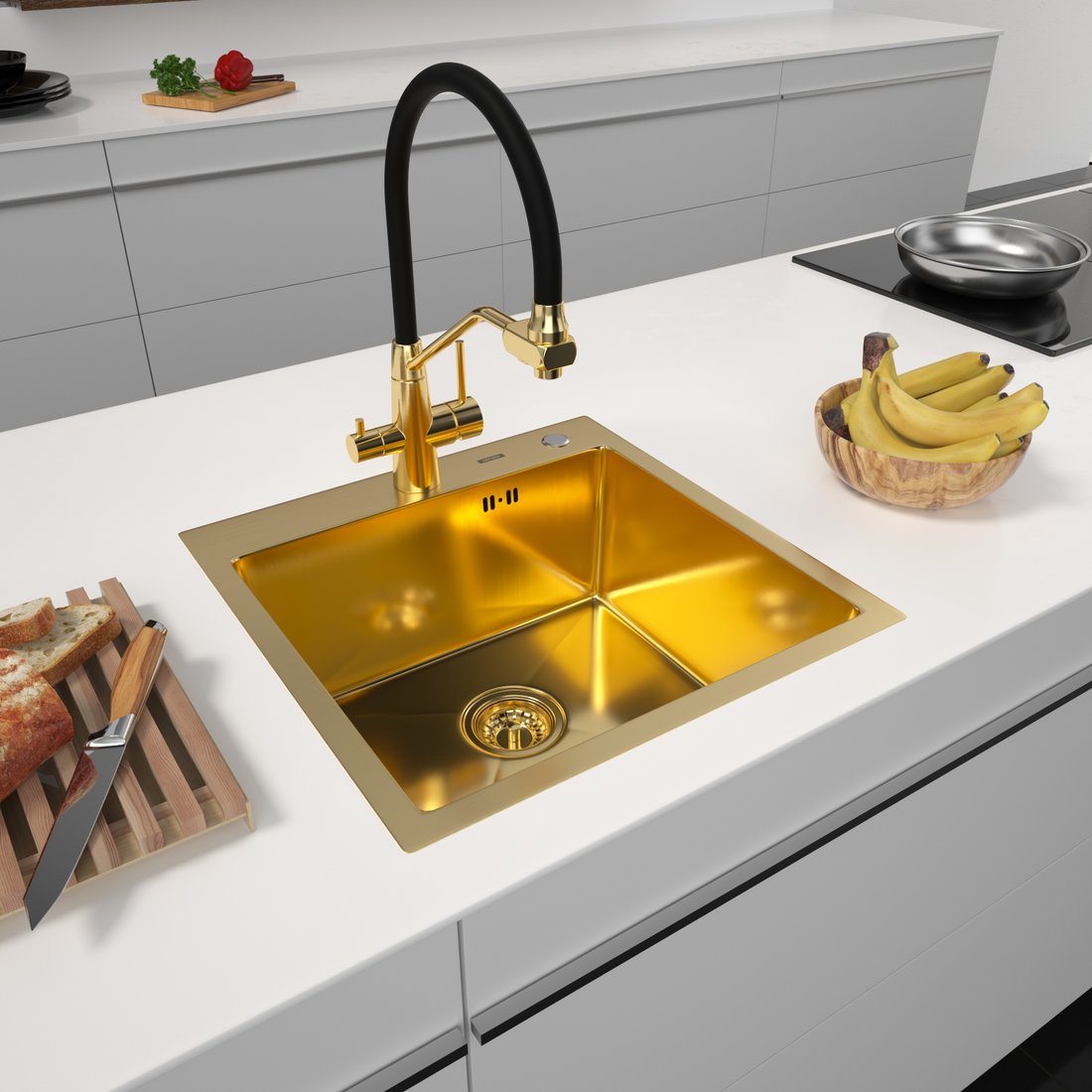 

Кухонная мойка ARFEKA Eco AR 500*500 Golden PVD Nano