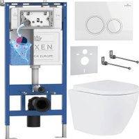 Унитаз подвесной Roxen Antares в комплекте с инсталляцией StounFix Dual Fresh 6 в 1 501501 (кнопка: белый глянец)