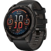 Умные часы Garmin Fenix 8 Sapphire, Titanium 47мм (угольно-черный DLC, пепельно-черный силиконовый ремешок)