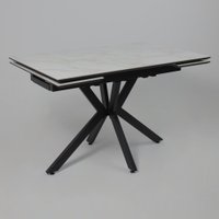 Кухонный стол Lepremo AV 2111 МДФ+керамика раздвижной 1200-1800x800 (белый глянцевый Carla Larkin/черный)