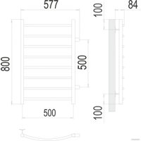 Полотенцесушитель TERMINUS Классик П8 500x800 (с боковым подключением 50, RAL 9003)