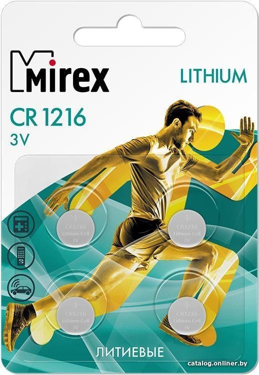 Батарейка Mirex CR1216 литиевая блистер 4 шт. 23702-CR1216-E4