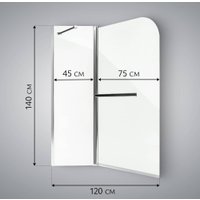 Стеклянная шторка для ванны Saniteco SN-21-140 140x120 (прозрачное стекло)
