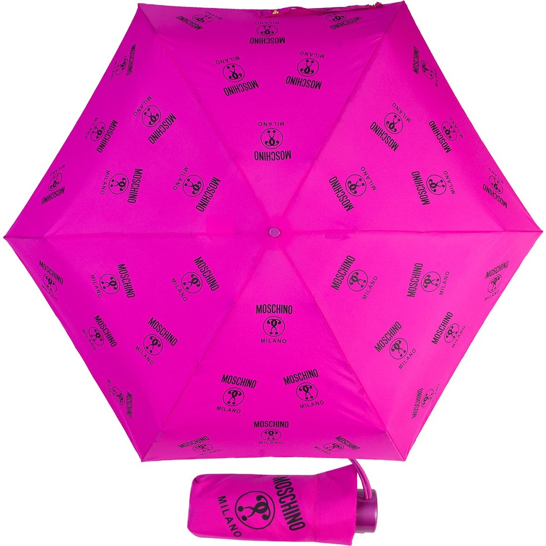 

Складной зонт Moschino 8560-SuperminiA Logo Allover Fuxia