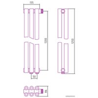 Стальной трубчатый радиатор Сунержа Эстет-00 EU50 1200х135 3 секции (сатин)