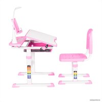 Парта Anatomica Avgusta + стул + выдвижной ящик + светильник + подставка (белый/розовый)
