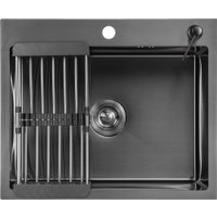 Кухонная мойка Saniteco 6050 Nano (с сифоном, дозатором и коландером)