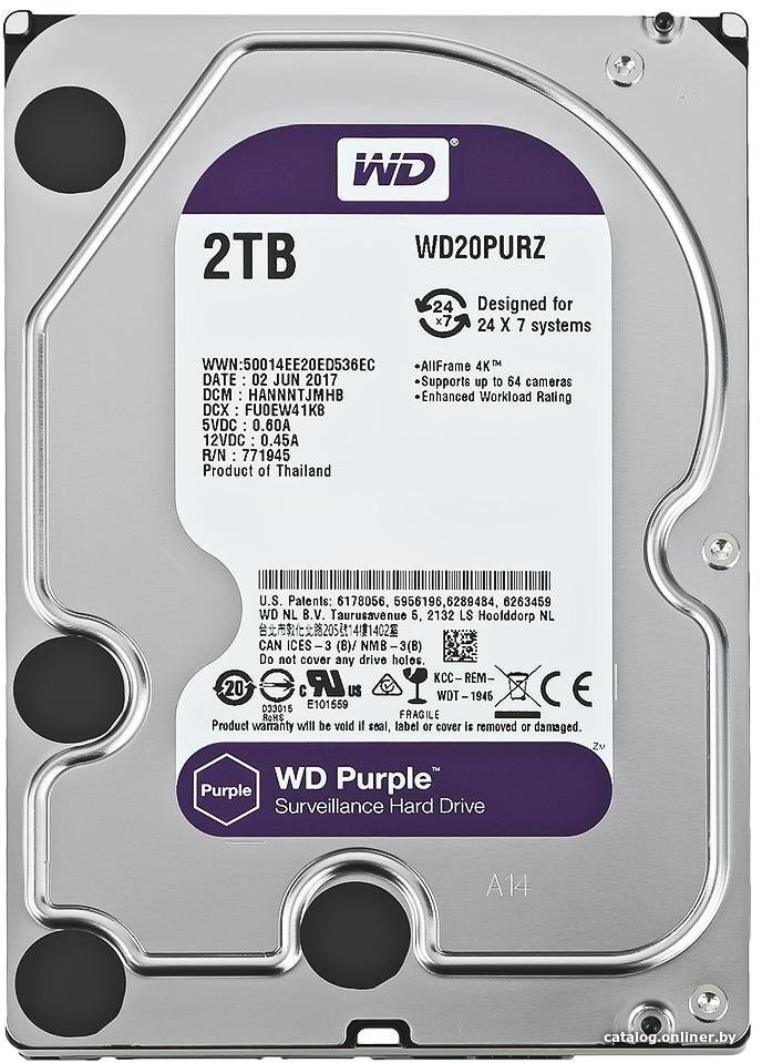Жесткий диск WD Purple 2TB [WD20PURZ]