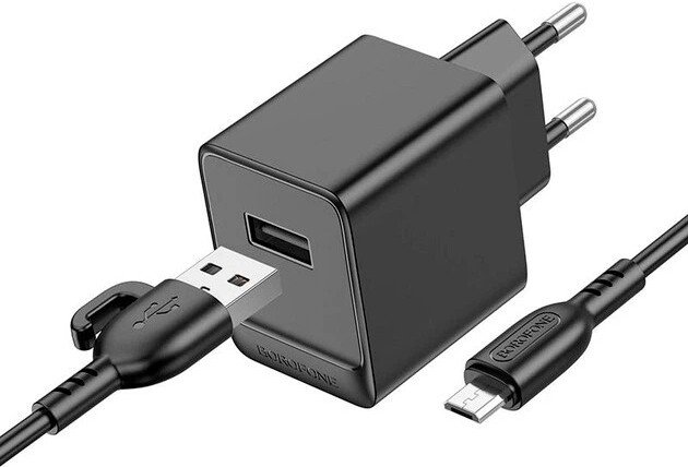 Сетевое зарядное Borofone BAS11A microUSB (черный)